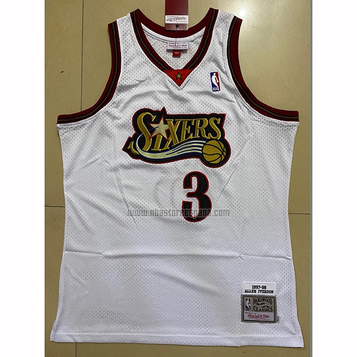 Camiseta Philadelphia 76ers Allen Iverson NO 3 Retro Blanco